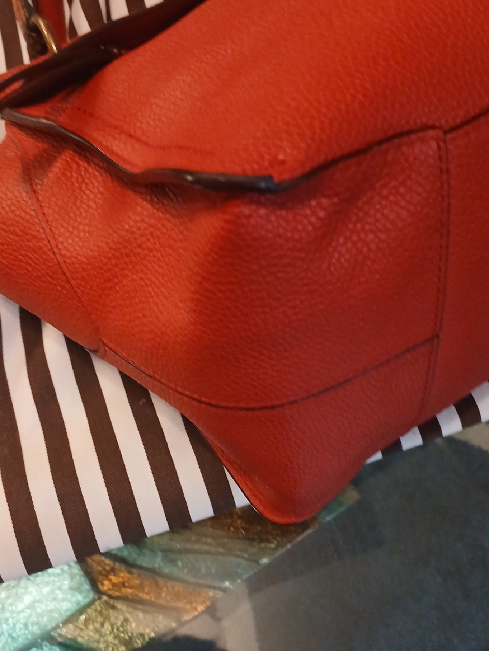 Henri Bendel Sabrina Satchel In Reddish Orange leather satchel - Picture 7 of 10